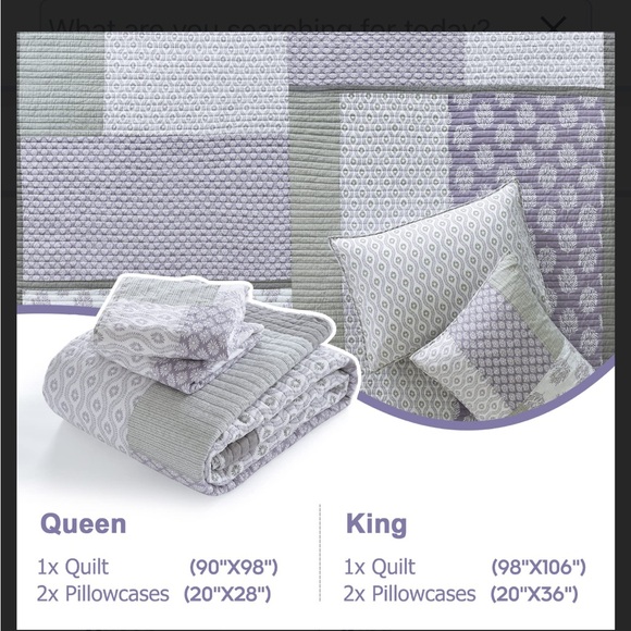 Elegant Gray and Purple Quilt Set - Picture 2 of 8